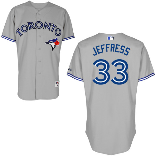 Jeremy Jeffress #33 MLB Jersey-Toronto Blue Jays Men's Authentic Road Gray Cool Base Baseball Jersey
